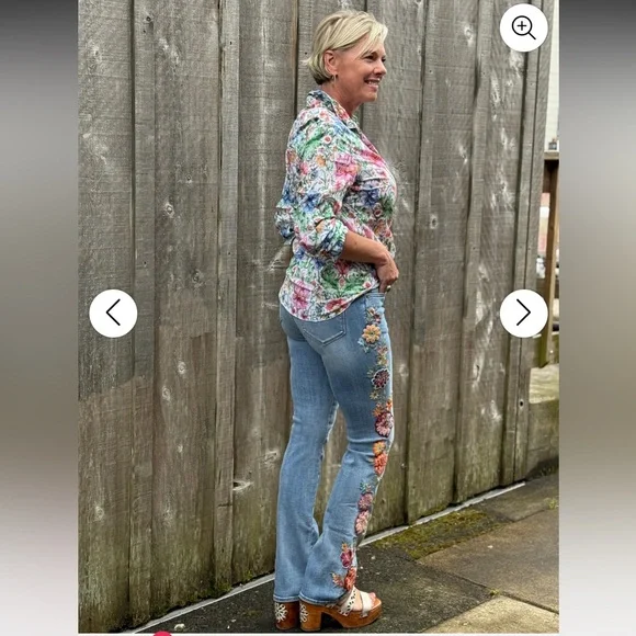 DRIFTWOOD Kelly Boot Cut Spicy Tango Jeans Embroidered Size 30/32.5 inseam‎ NEW! - Picture 4 of 8